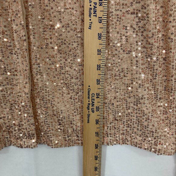 Long Tall Sally size 16 Cream Tan Sequins Long Sleeve Button Down Evening - Picture 6 of 12